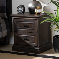 Baxton Studio MH5080-Hazel Walnut-NS Nolan Traditional Transitional Hazel Walnut Brown Finished 2-Drawer Wood Nightstand